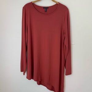 Eileen Fisher Signature Viscose Asymmetrical Terra Cotta Tunic